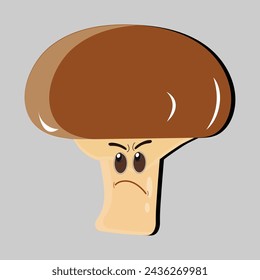 Mushroom cartoon character in various gestures, Set illustration mushroom mascot with various different expressions of cute emotion in comic style for graphic designer, vector illustration