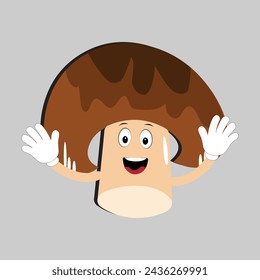 Mushroom cartoon character in various gestures, Set illustration mushroom mascot with various different expressions of cute emotion in comic style for graphic designer, vector illustration
