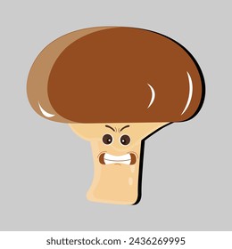 Mushroom cartoon character in various gestures, Set illustration mushroom mascot with various different expressions of cute emotion in comic style for graphic designer, vector illustration