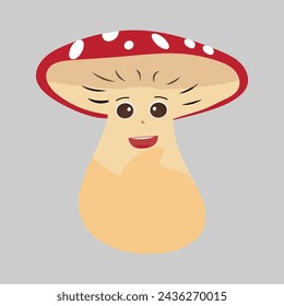 Mushroom cartoon character in various gestures, Set illustration mushroom mascot with various different expressions of cute emotion in comic style for graphic designer, vector illustration