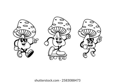 mushroom cartoon character vector illustration