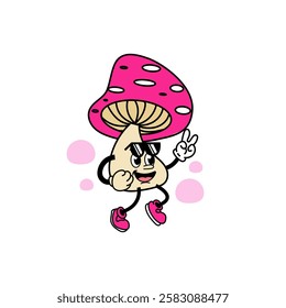 mushroom cartoon character vector illustration