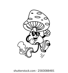 mushroom cartoon character vector illustration