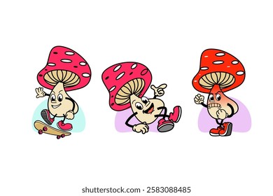 mushroom cartoon character vector illustration