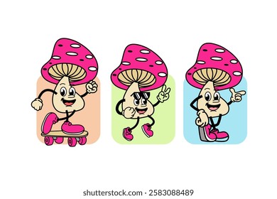 mushroom cartoon character vector illustration