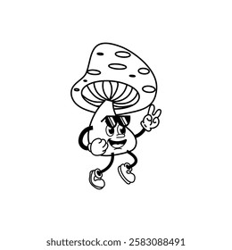 mushroom cartoon character vector illustration