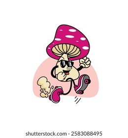 mushroom cartoon character vector illustration