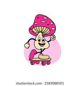 mushroom cartoon character vector illustration