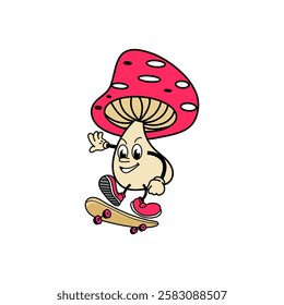 mushroom cartoon character vector illustration