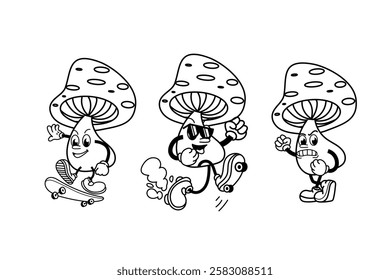 mushroom cartoon character vector illustration