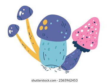 Mushroom cartoon drawing boho psychedelic groovy vintage isolated concept. Vector graphic design illustration