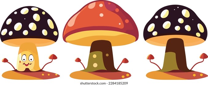 Mushroom cartoon drawing isolated on white vector illustration