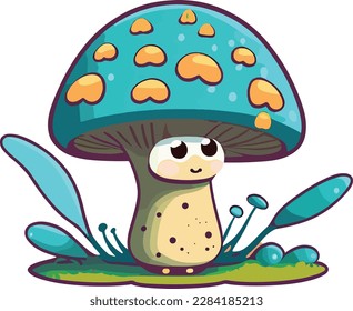 Mushroom cartoon drawing isolated on white vector illustration