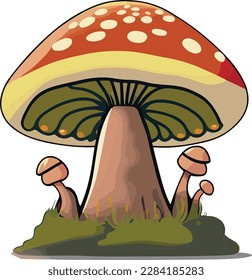 Mushroom cartoon drawing isolated on white vector illustration
