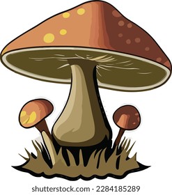 Mushroom cartoon drawing isolated on white vector illustration