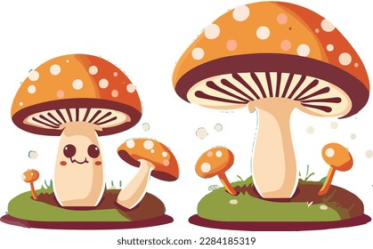 Mushroom cartoon drawing isolated on white vector illustration