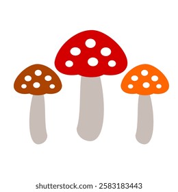 Mushroom cartoon icon in flat style. Multicolour mushroom vector illustration on isolated background. Nature food clip art concept