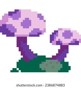 Mushroom cartoon icon in pixel style