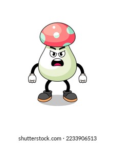 mushroom cartoon illustration with angry expression , character design