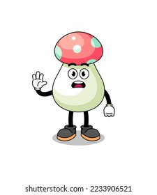 mushroom cartoon illustration doing stop hand , character design