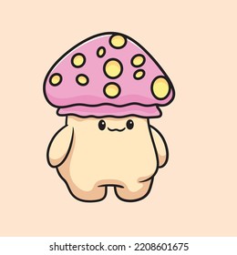 Mushroom Cartoon Mascot Vector Funny Happiness Cute