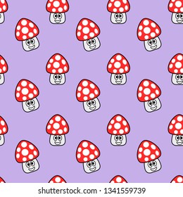 mushroom cartoon seamless pattern