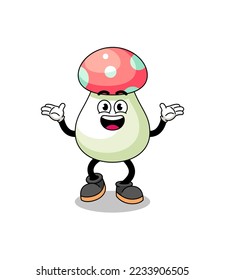 mushroom cartoon searching with happy gesture , character design