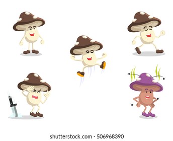 mushroom cartoon set illustration design