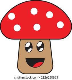  mushroom cartoon vector illustration, A simple flat design