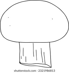 Mushroom champignon for cooking plant doodle linear cartoon coloring