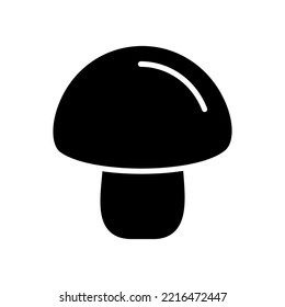 Mushroom Champignon isolated vector glyph icon. Vegetable sign. Graph symbol for food and drinks web site, apps design, mobile apps and print media, logo, UI