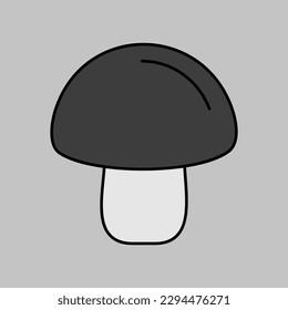 Mushroom Champignon isolated vector grayscale icon. Vegetable sign. Graph symbol for food and drinks web site, apps design, mobile apps and print media, logo, UI
