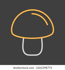 Mushroom Champignon isolated vector on dark background icon. Vegetable sign. Graph symbol for food and drinks web site, apps design, mobile apps and print media, logo, UI