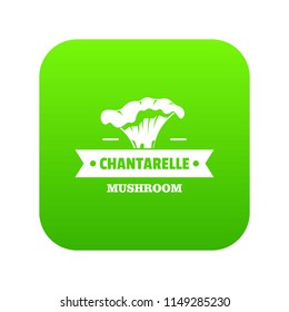 Mushroom chantarelle icon green vector isolated on white background