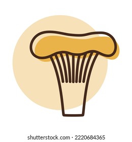 Mushroom chanterelle isolated design vector icon. Vegetable sign. Graph symbol for food and drinks web site, apps design, mobile apps and print media, logo, UI
