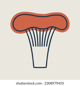 Mushroom chanterelle isolated design vector icon. Vegetable sign. Graph symbol for food and drinks web site, apps design, mobile apps and print media, logo, UI