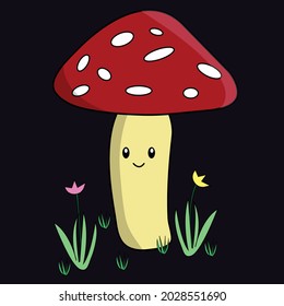 mushroom character with cheerful face. suitable for icons, symbols, objects, etc.