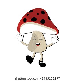 Diseño de personajes de hongos diferentes expresiones en estilo vintage, ilustración vectorial de personajes de mascotas de dibujos animados de hongos Kawaii. Eps 10