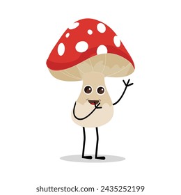 Mushroom character design different expression in vintage style, Kawaii mushroom cartoon mascot character vector illustration. Eps 10