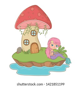 Mushroom and character of fairytale design vector illustration