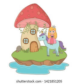 Mushroom and character of fairytale design vector illustration