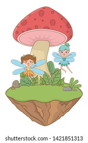 Mushroom and character of fairytale design vector illustration