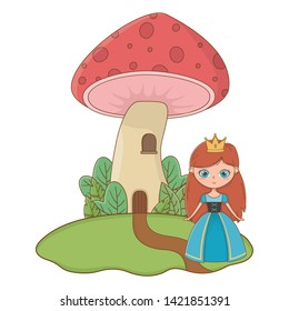 Mushroom and character of fairytale design vector illustration