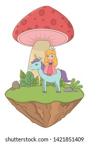 Mushroom and character of fairytale design vector illustration