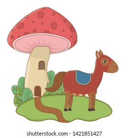Mushroom and character of fairytale design vector illustration