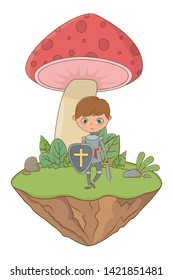 Mushroom and character of fairytale design vector illustration