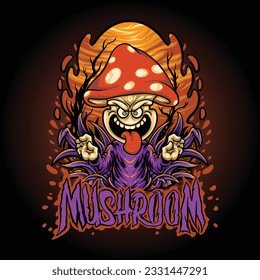 Mushroom Character Hallloween Illustration for your work Logo, mascot merchandise t-shirt, stickers and Label designs, poster, greeting cards advertising business company or brands.