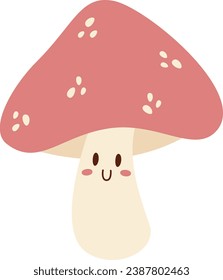 Mushroom Character Happy Vector Illustration