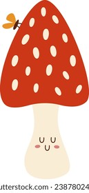 Mushroom Character Happy Vector Illustration