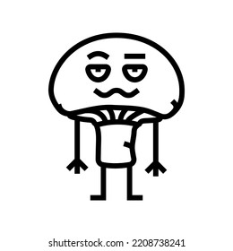 vector de icono de línea de caracteres de hongos. signo de carácter hongo. símbolo de contorno aislado ilustración negra